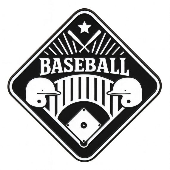 Custom black and white baseball enamel lapel pin.